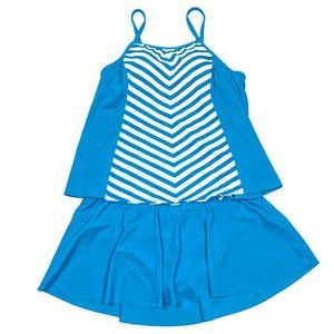 New Denim & Co. Stripe Tankini swimsuit skirt 16